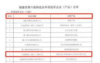喜报｜CA88荣获“福建省制造业单项冠军企业”